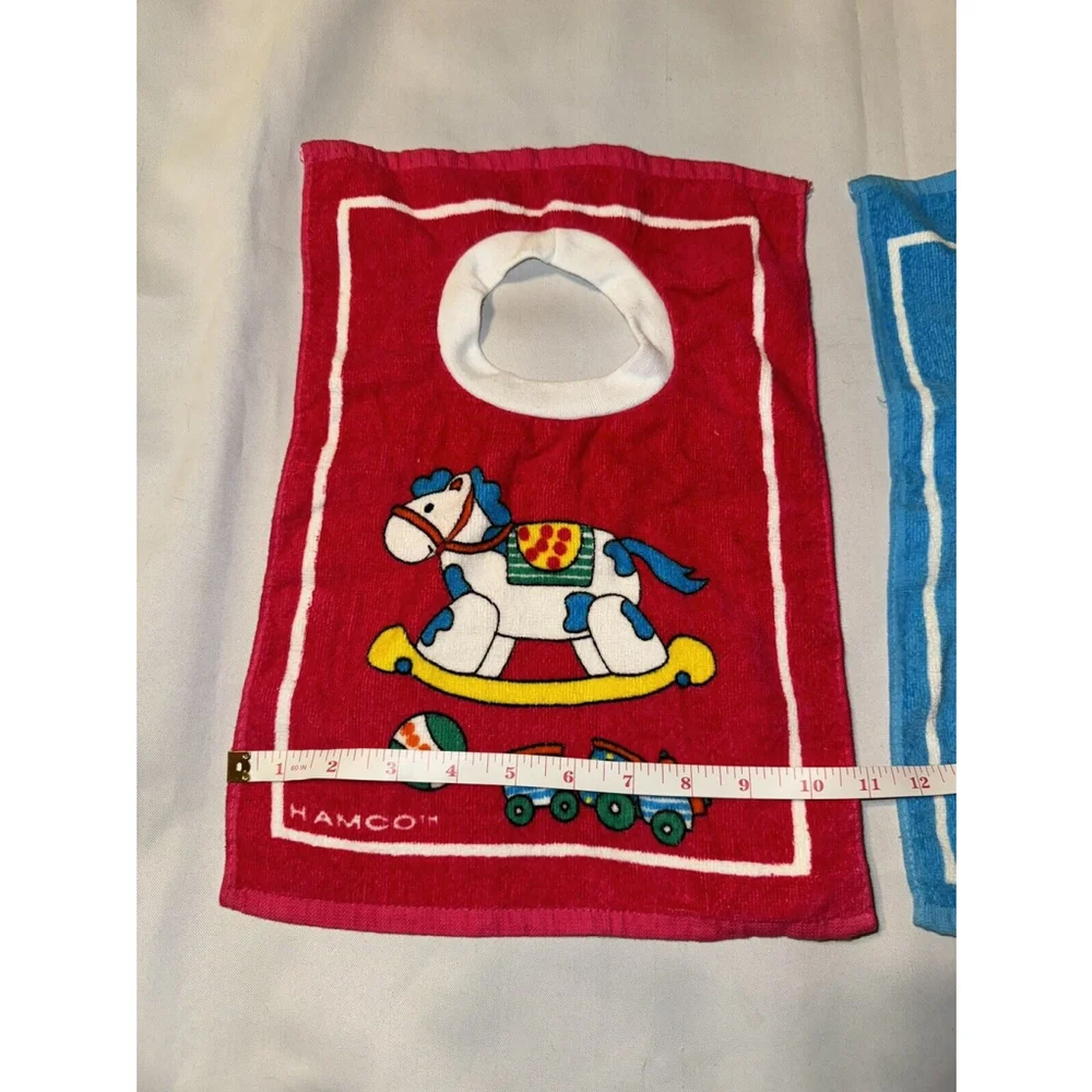 Vintage Luv N' Care Bibs No Tie Pullover Fun TerryCloth Towel Hamco 90s